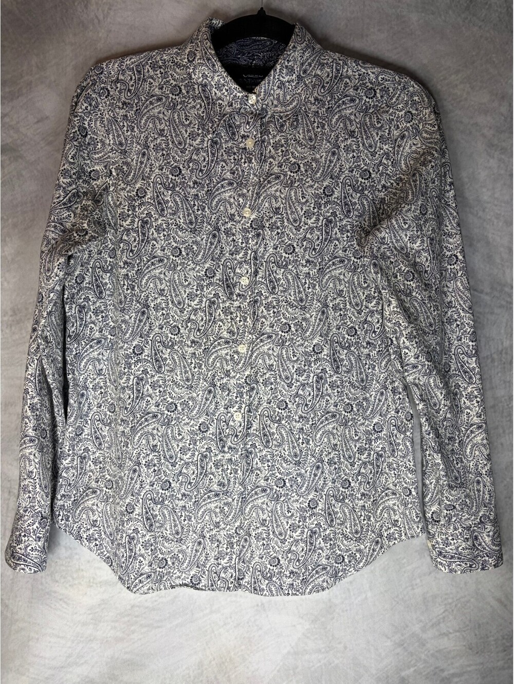 Chaps Women's Small Blue White Paisley Button Front Shirt